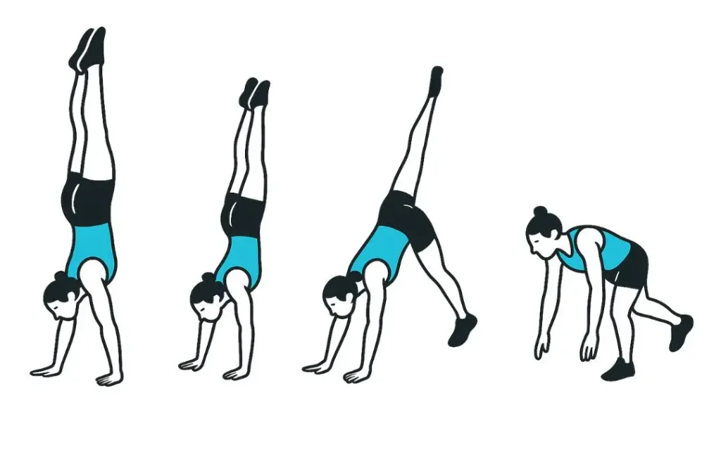 Illustration d'une femme qui fait un handstand walk