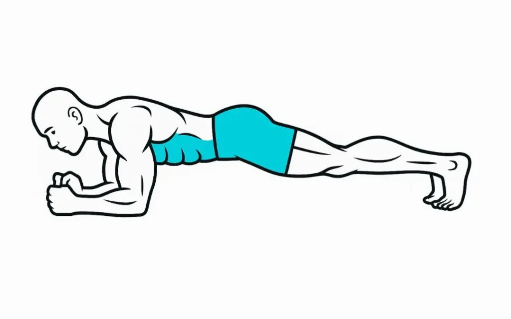 illustration d'un homme qui fait la planche sur les coudes