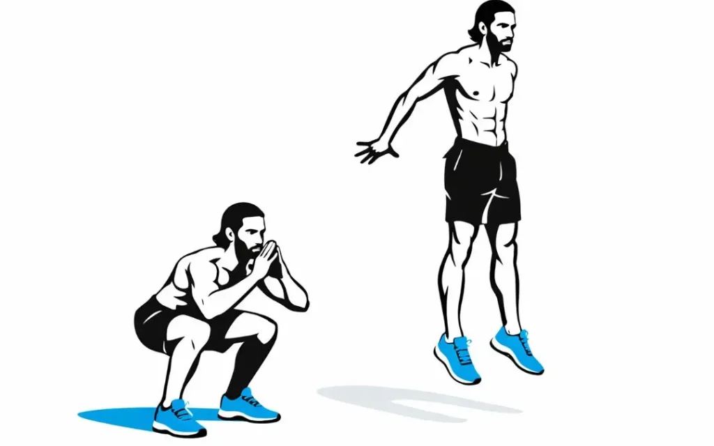 illustration d'un homme qui fait du squat jump